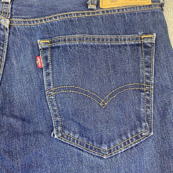 Levi's 505 Straight Fit Jeans Mens 38x32 (Fits 38x31) Medium Denim Blue - Picture 10 of 11